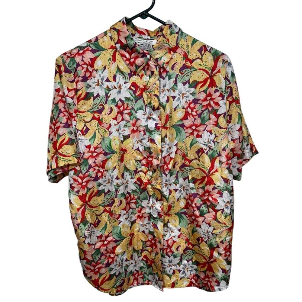 Laura & Jayne Collection Size 8 Women’s VTG‎ Floral Flowers Shirt Hidden Buttons